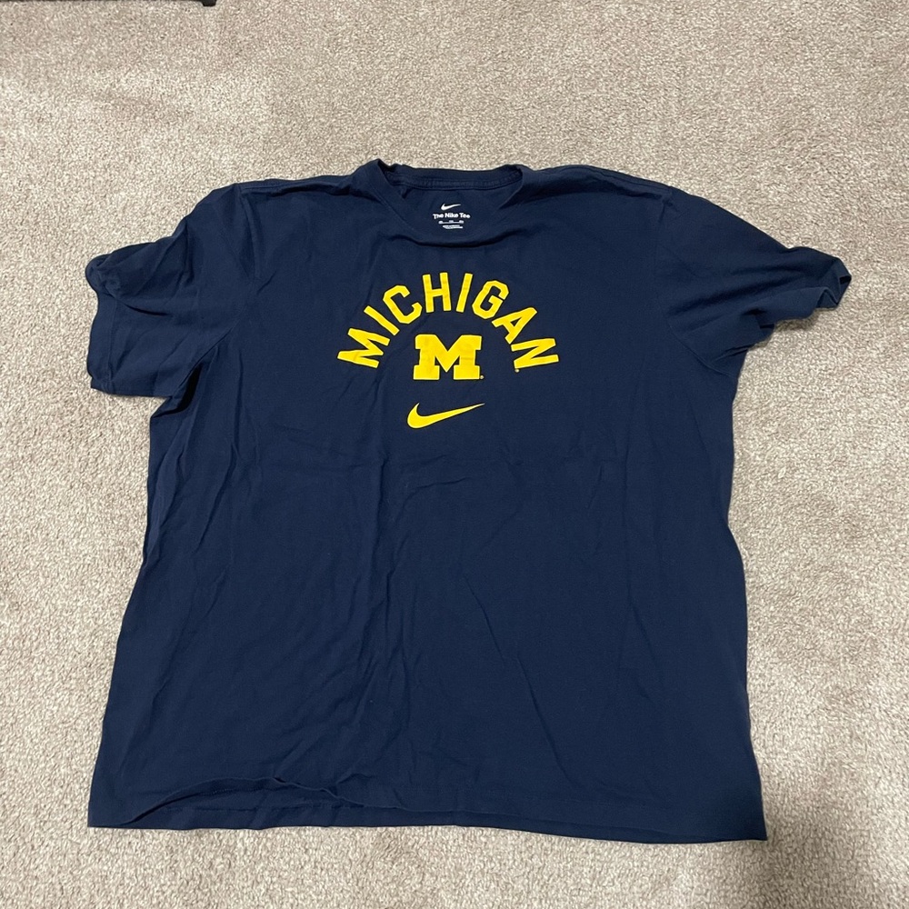 Nike Blue and Yellow Short Sleeve University of Michigan Tee